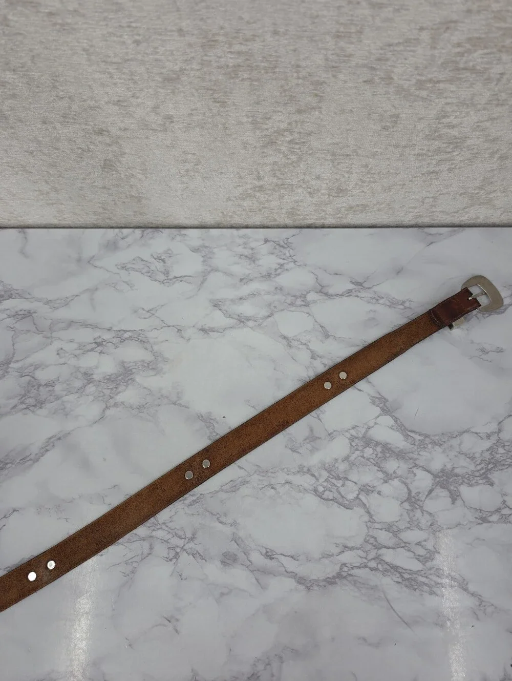 Vintage Brown Leather Western Concho Men's Belt with Silver Tone Buckle Aztec